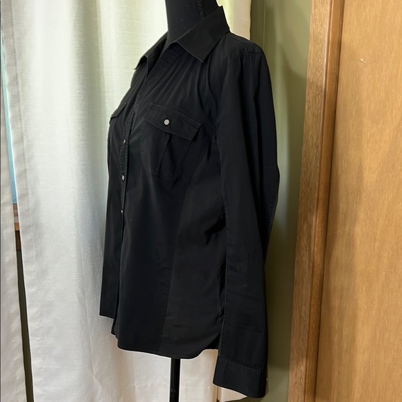 Lafayette 148 New York Black Button Down Shirt - Picture 3 of 6